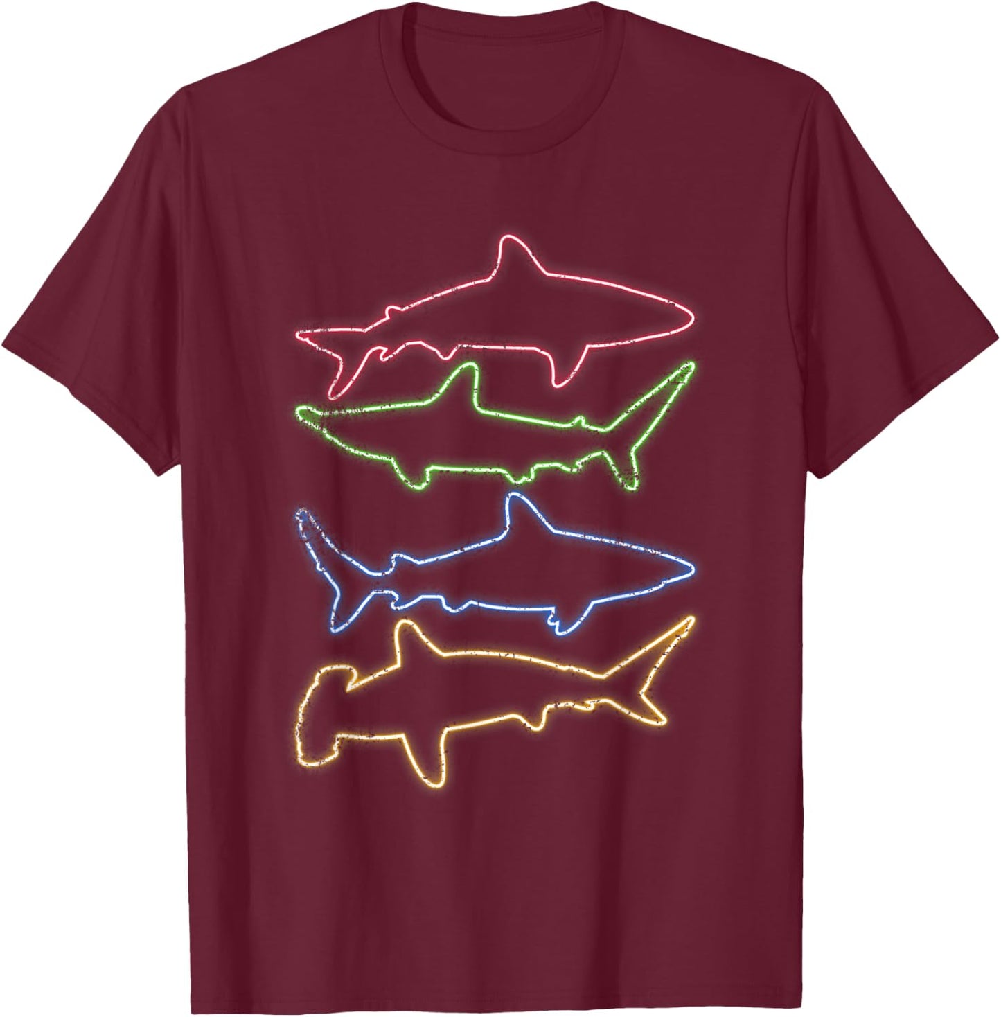 Sea Monster Colorful Ocean Animals Predator Shark T-Shirt - T-Shirt | Maroon