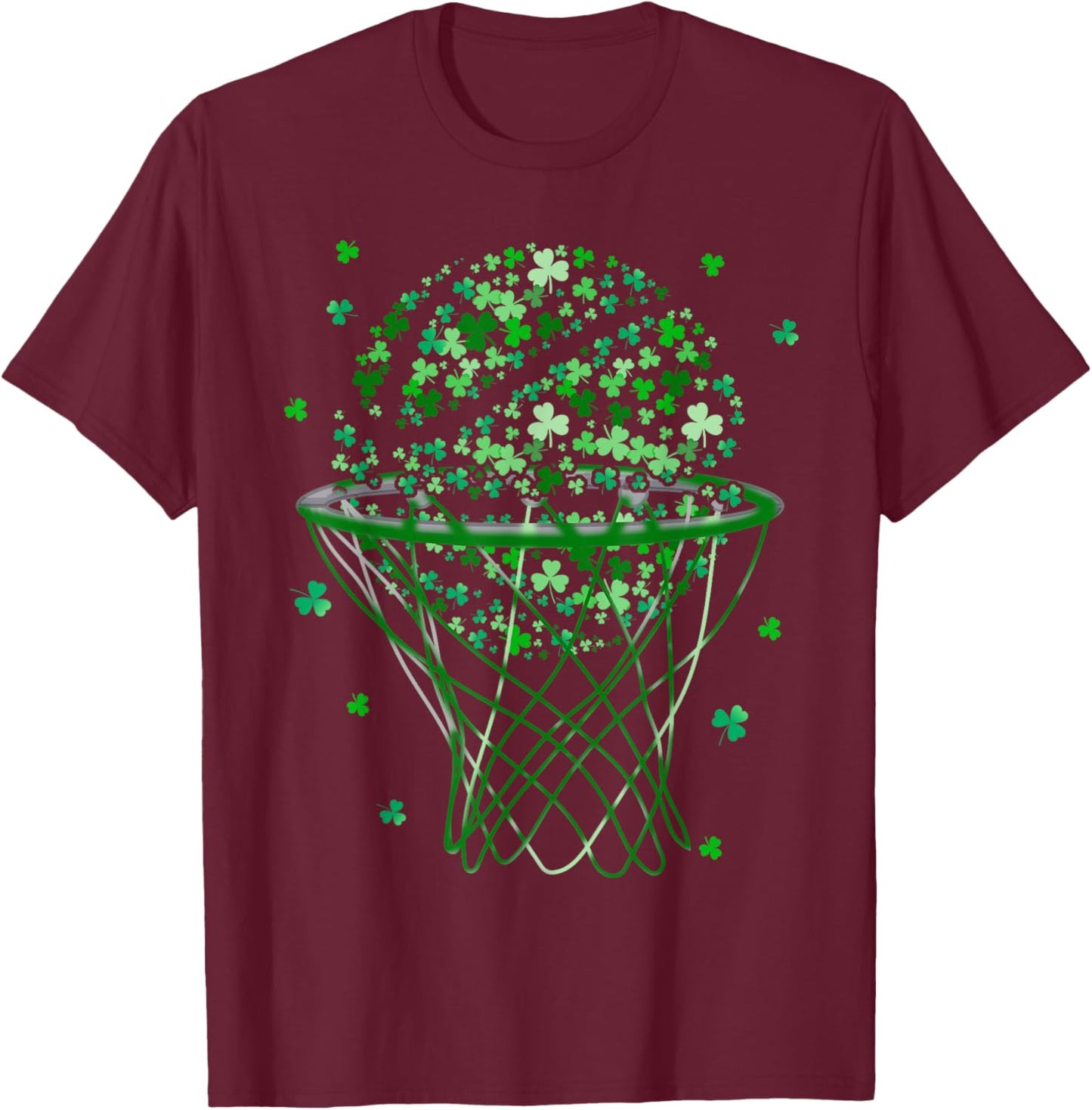 St Patricks Day Shamrock Basketball Saint Paddy's Kids Boys T-Shirt - T-Shirt | Maroon