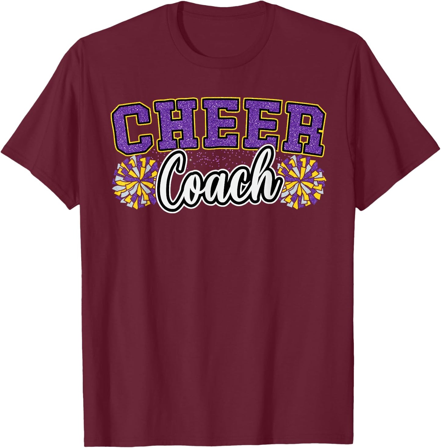 Loud Proud Cheer Coach Pom Poms Purple Cheerleader Women T-Shirt - T-Shirt | Maroon