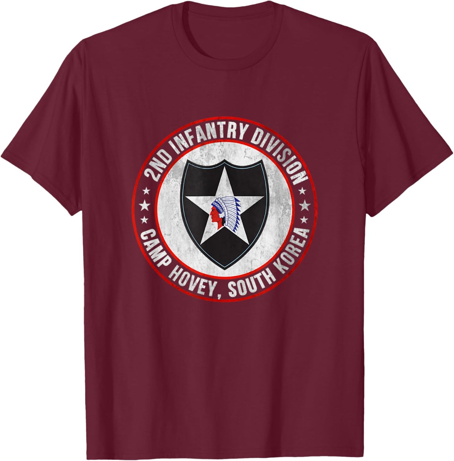 2nd Infantry Division Camp Hovey Korea Veteran Father Day T-Shirt - T-Shirt | Maroon