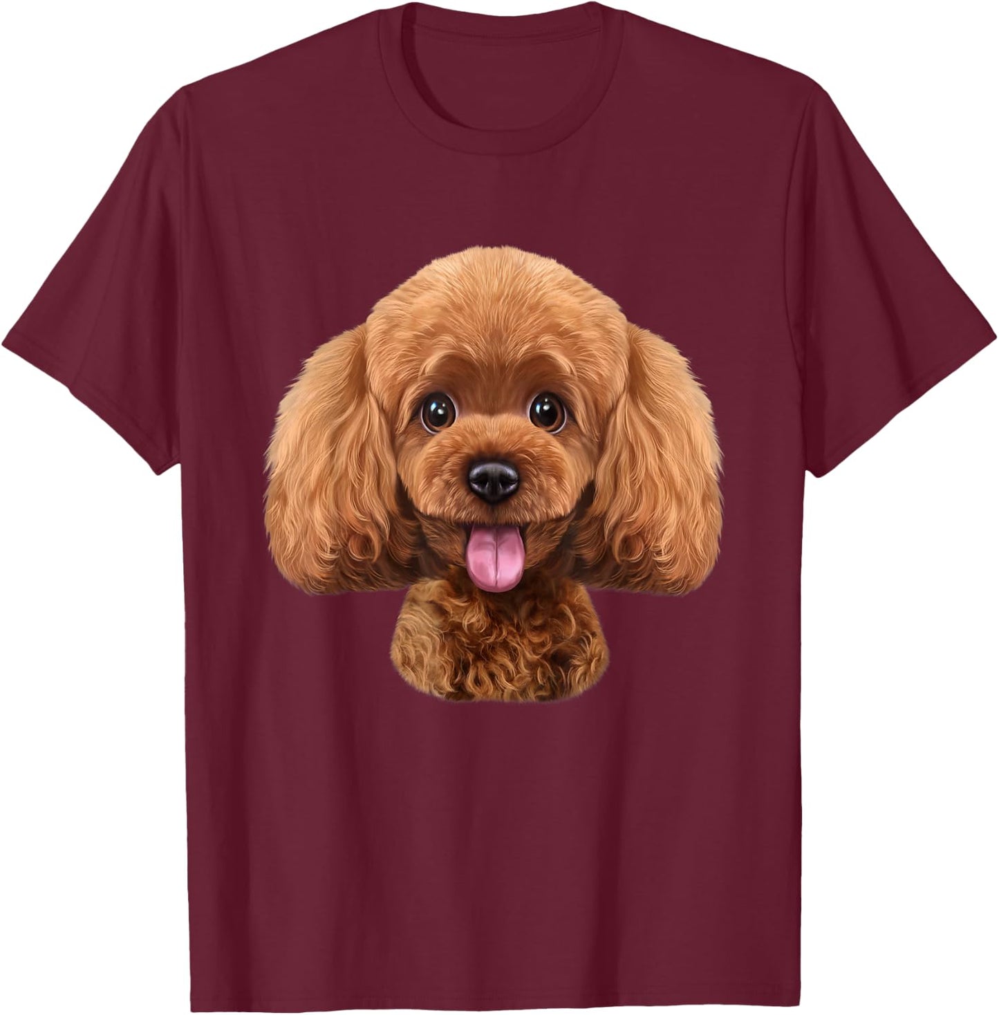 Happy Toy Poodle Dog Smiling Face T-Shirt - T-Shirt | Maroon