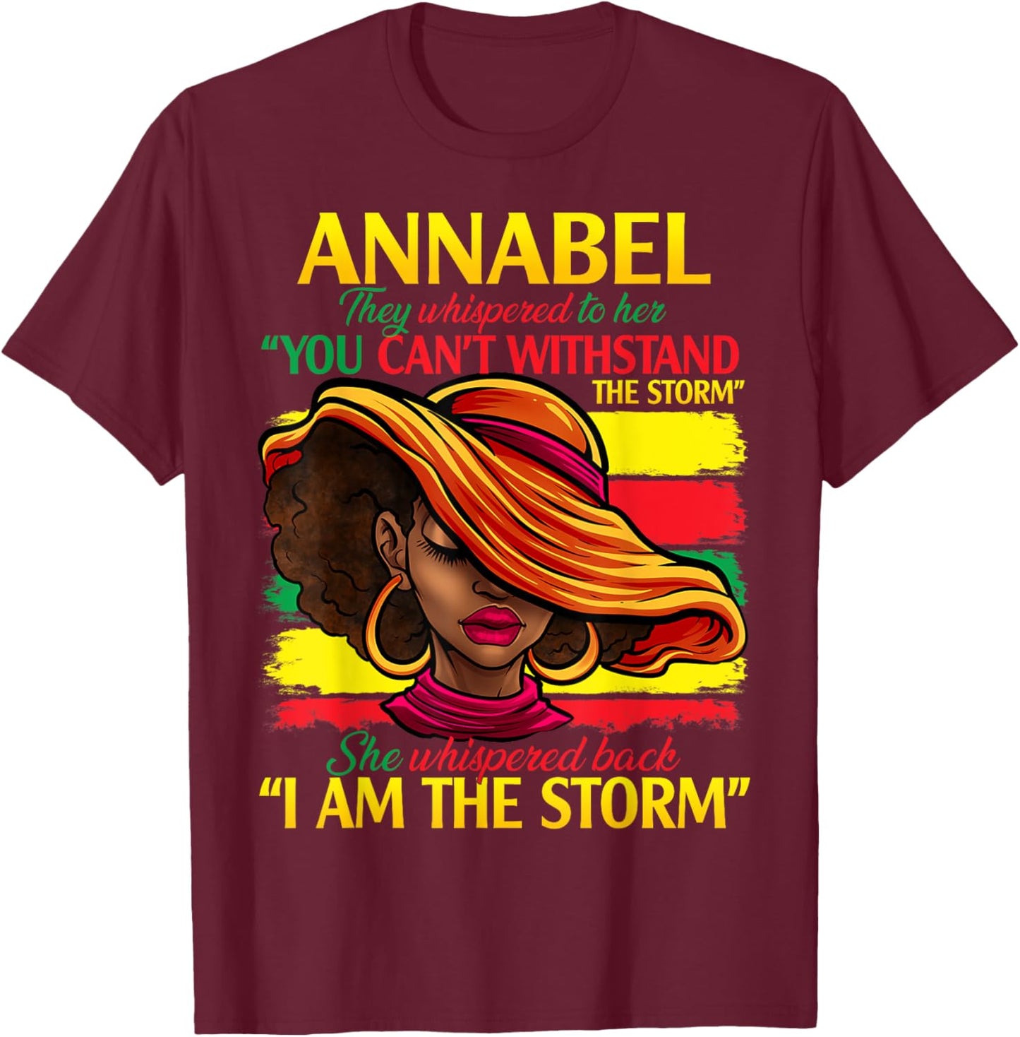 ANNABEL First Name Family Surname Black History Month T-Shirt - T-Shirt | Maroon