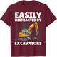 Funny Excavator Art Boys Kids Construction Excavator T-Shirt - T-Shirt | Maroon