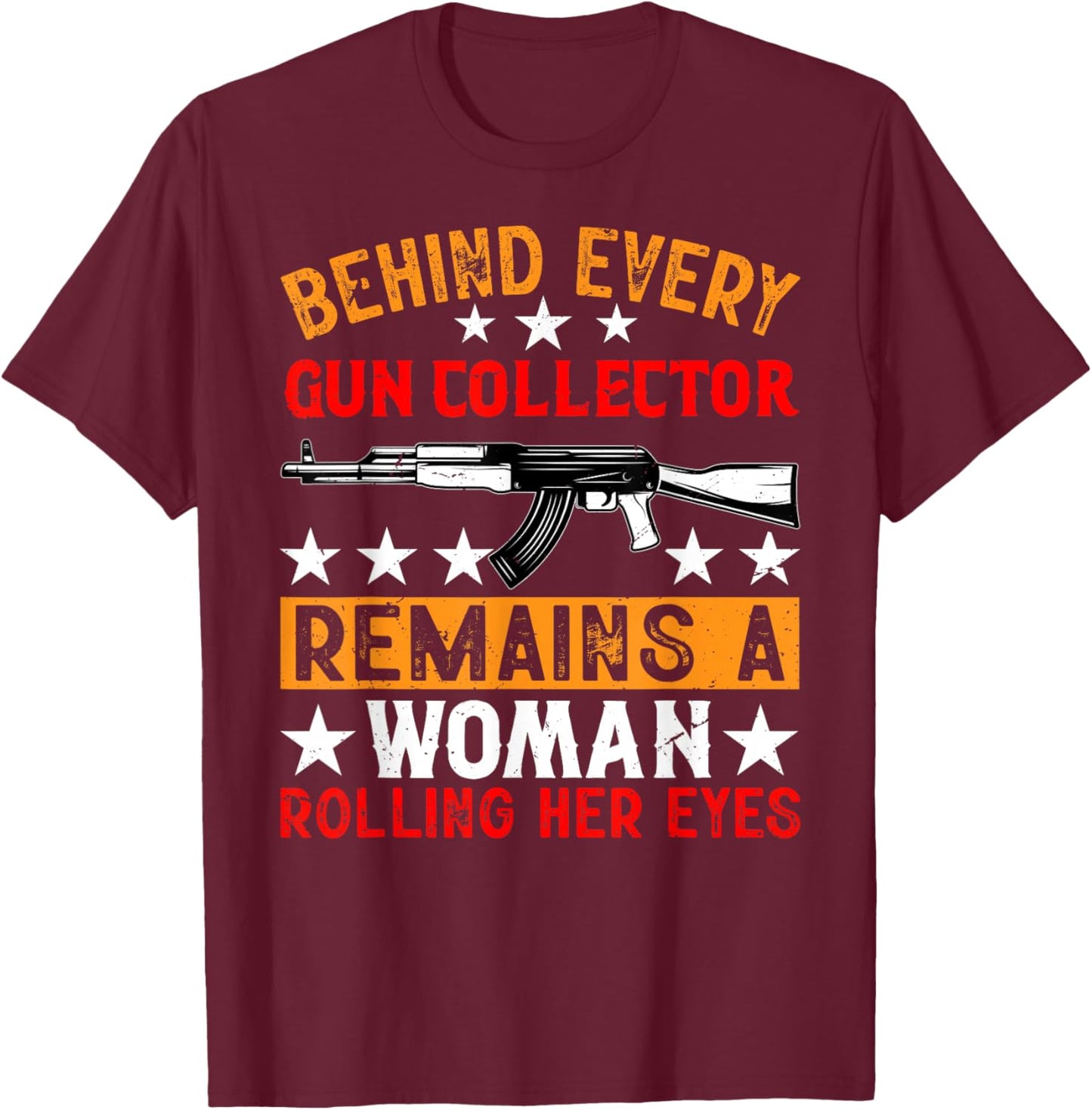 Firearm Collector Guns Collecting Machine Gun Outfit T-Shirt - T-Shirt | Maroon
