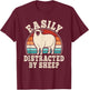 Easily Distracted by Sheep Retro Men Women T-Shirt - T-Shirt | Maroon