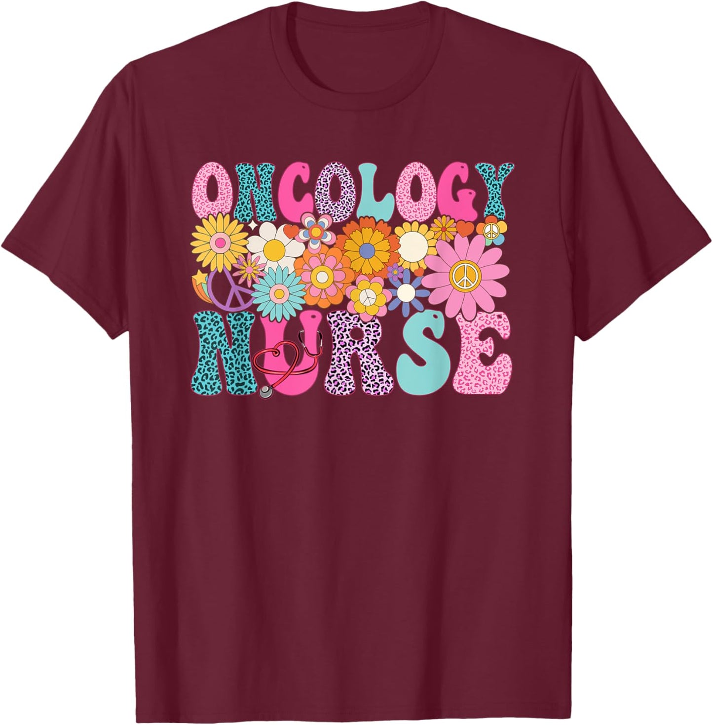 Oncology Nurse Week Groovy Appreciation Day T-Shirt - T-Shirt | Maroon