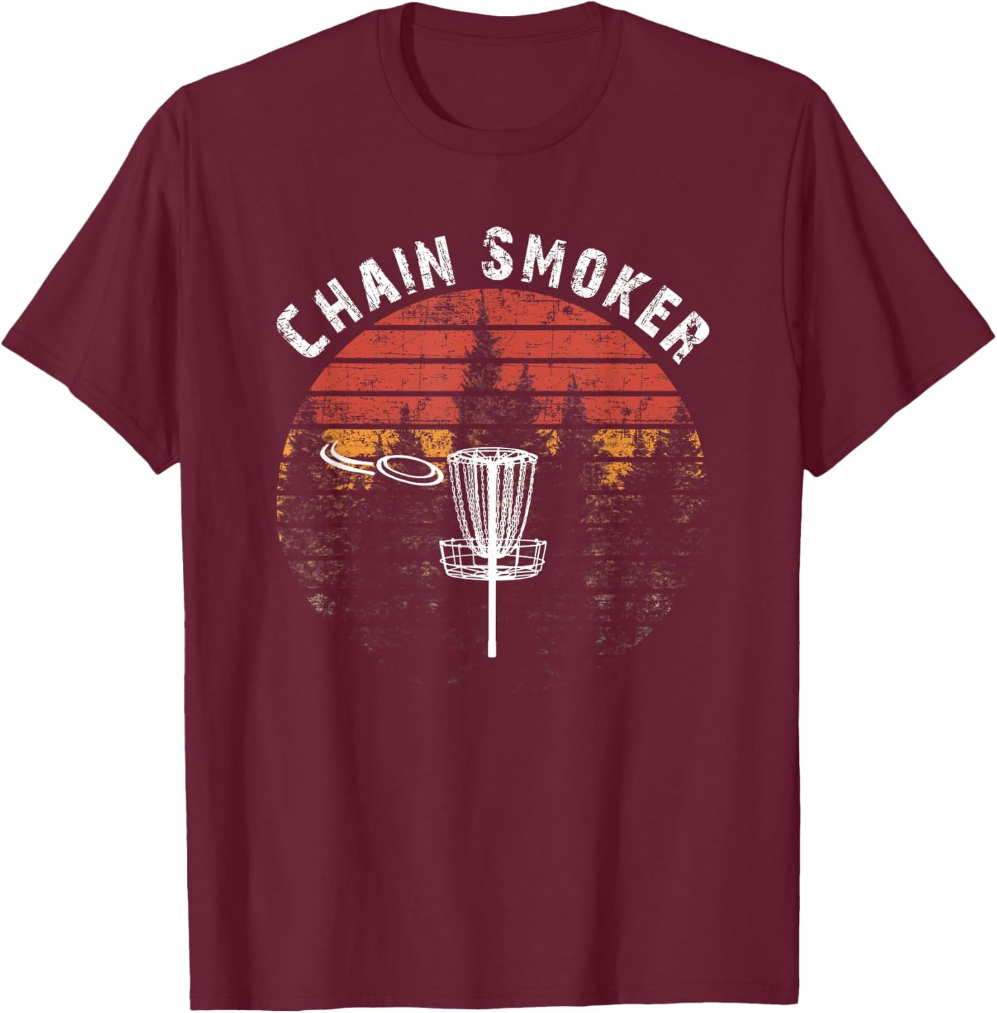 Chain Smoker Funny Disc Golf Frisbee Golfer Vintage Gift T-Shirt - T-Shirt | Maroon