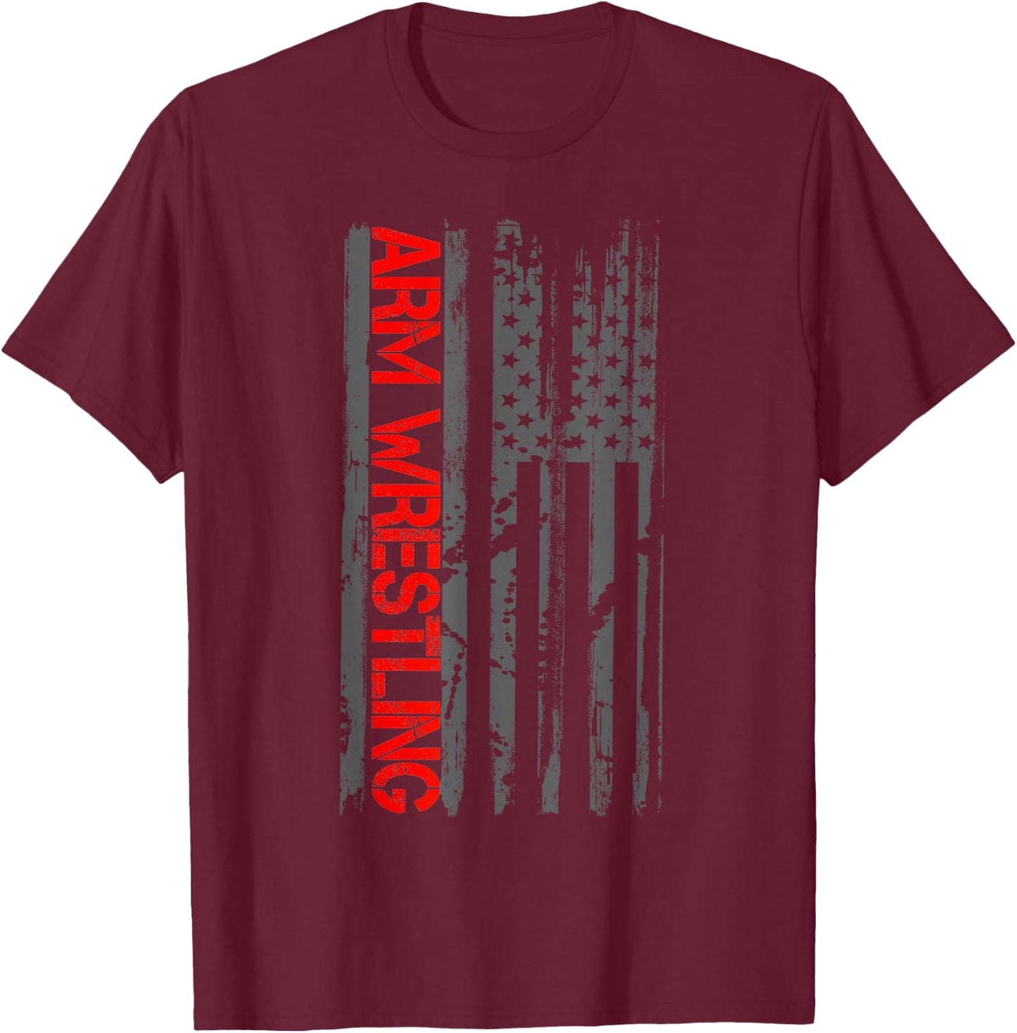 Arm Wrestling Patriotic American Flag T-Shirt - T-Shirt | Maroon