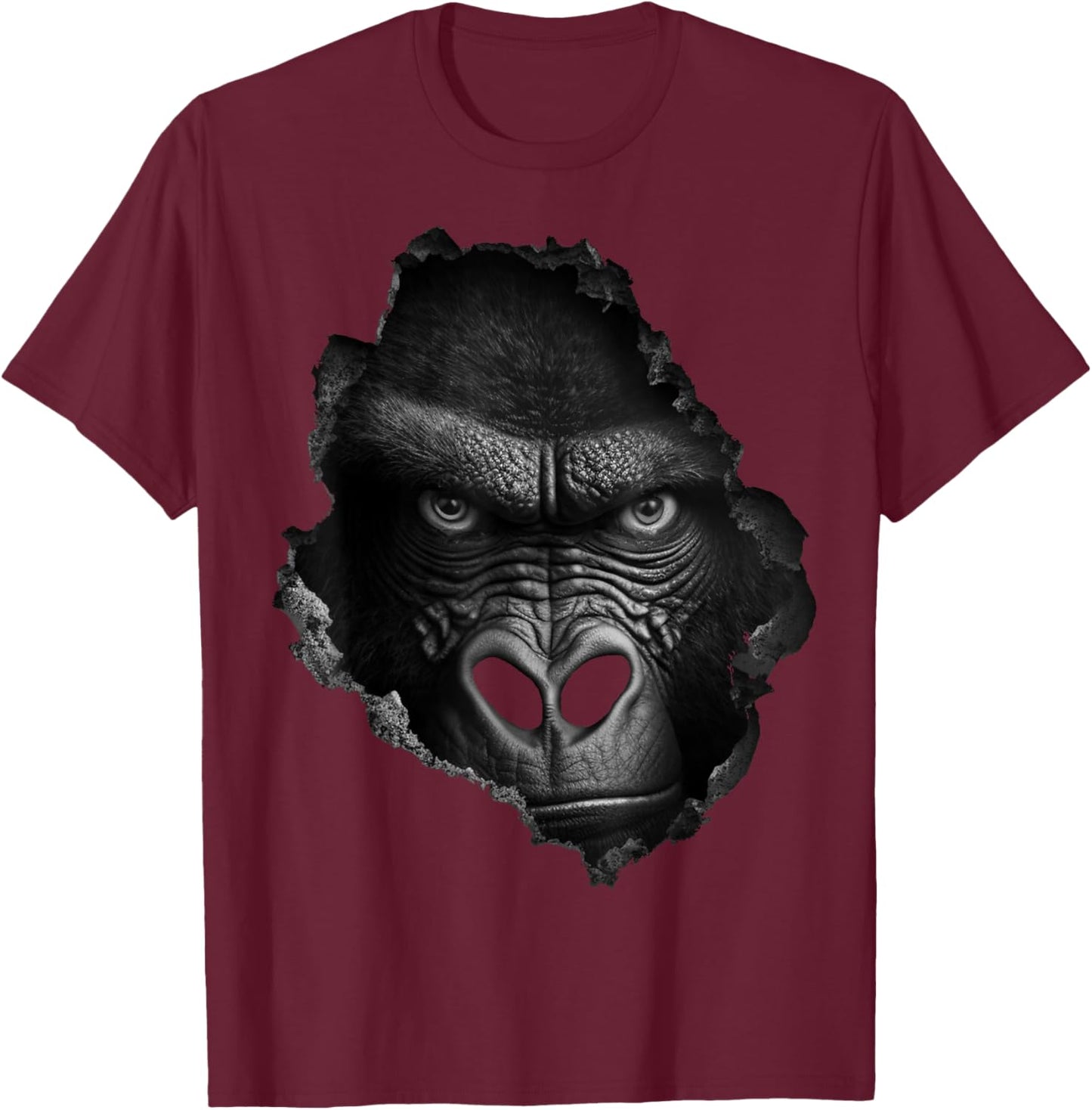 Gorilla Face Wall Animal Print Art Animal Lover Gorilla T-Shirt - T-Shirt | Maroon