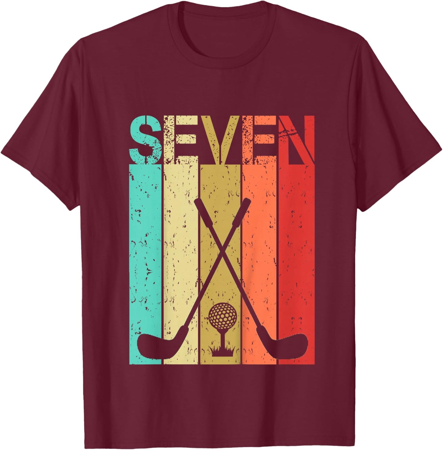 Golf 7 Birthday Boy Girl Golf 7 Year Old T-Shirt - T-Shirt | Maroon