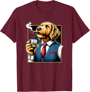 Labradoodle Dog Cigar And Whiskey T-Shirt - T-Shirt | Maroon