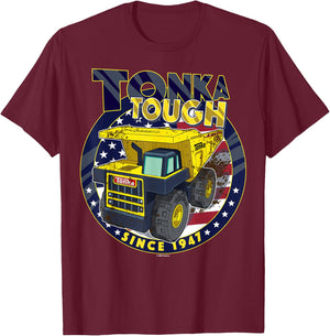 Tonka Tough Since 1947 American Flag Circle T-Shirt - T-Shirt | Maroon