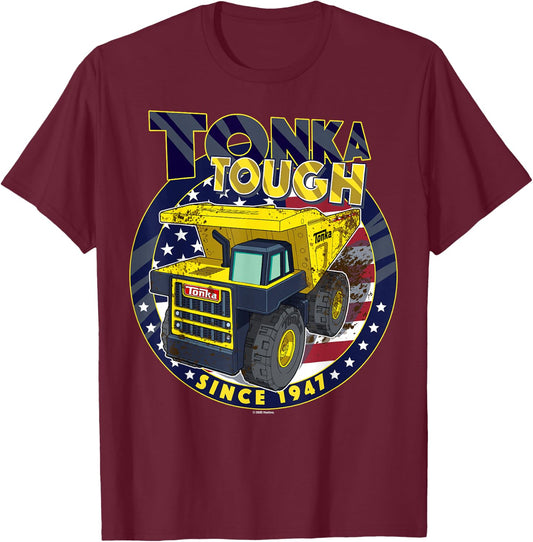 Tonka Tough Since 1947 American Flag Circle T-Shirt - T-Shirt | Maroon