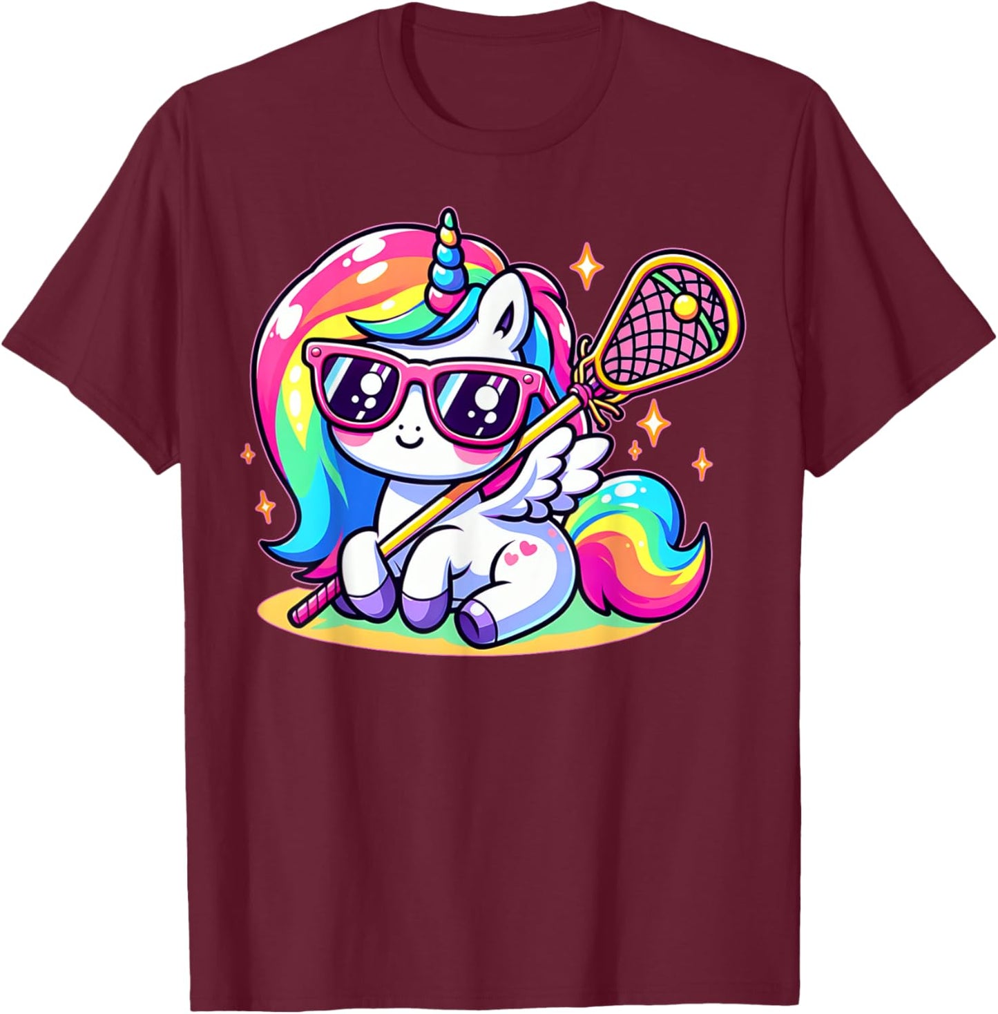 Funny Unicorn Lax Lacrosse Men Boys Girls Youth Teens Sports T-Shirt - T-Shirt | Maroon