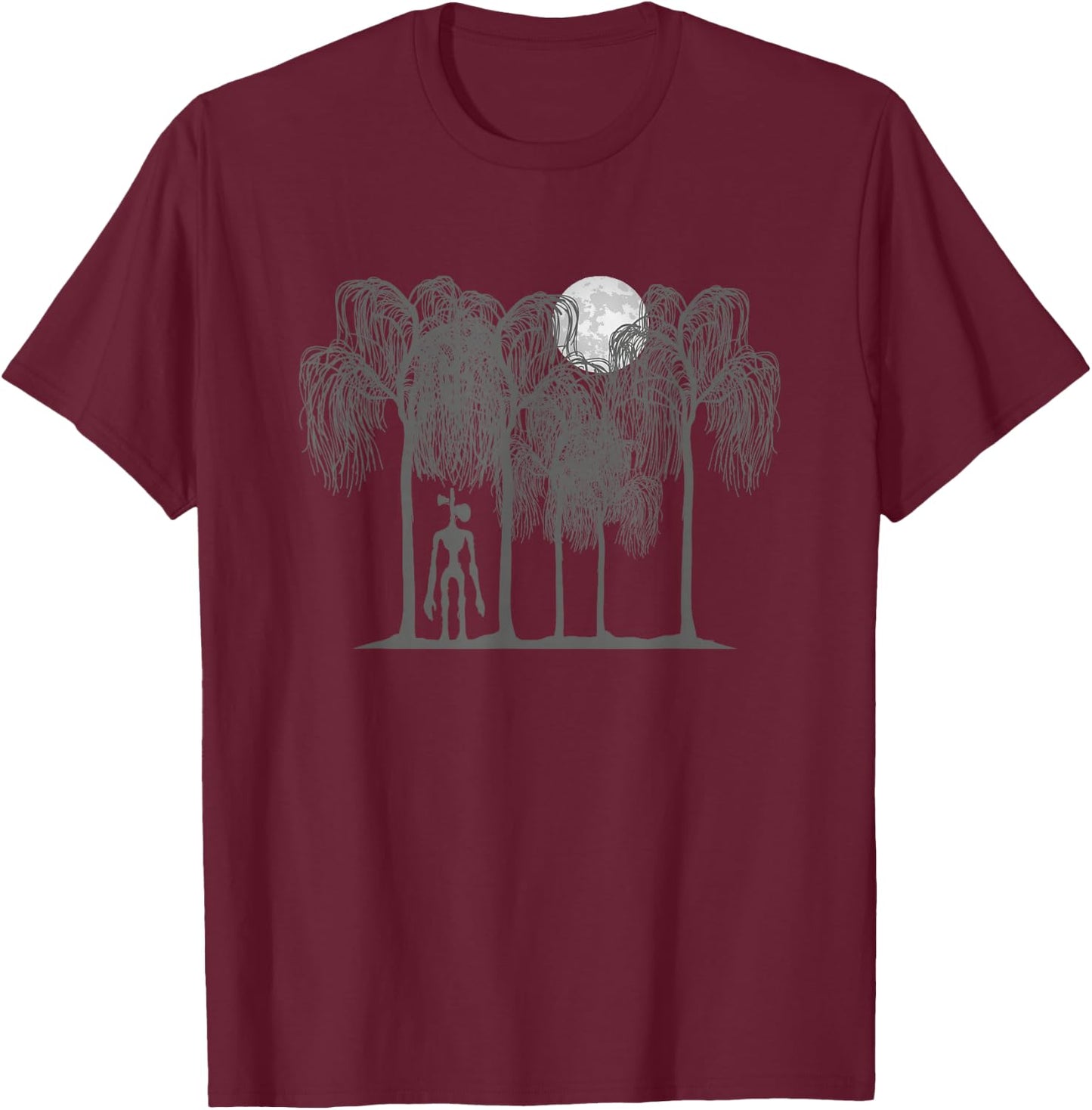 Supernatural White Full Moon and UFO Cryptkins Siren Head T-Shirt - T-Shirt | Maroon