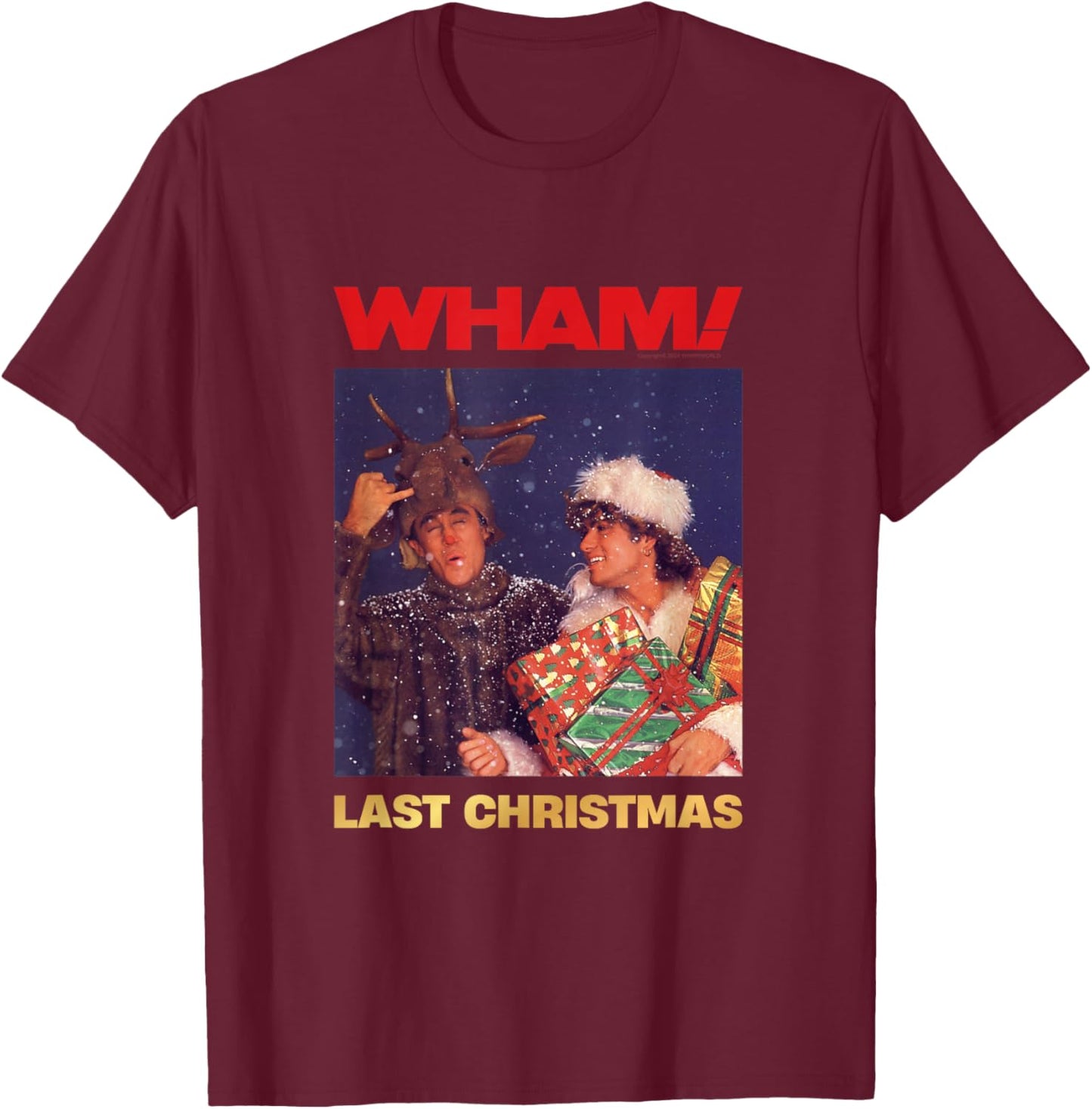 Wham! Amazon Exclusive Last Christmas T-Shirt - T-Shirt | Maroon