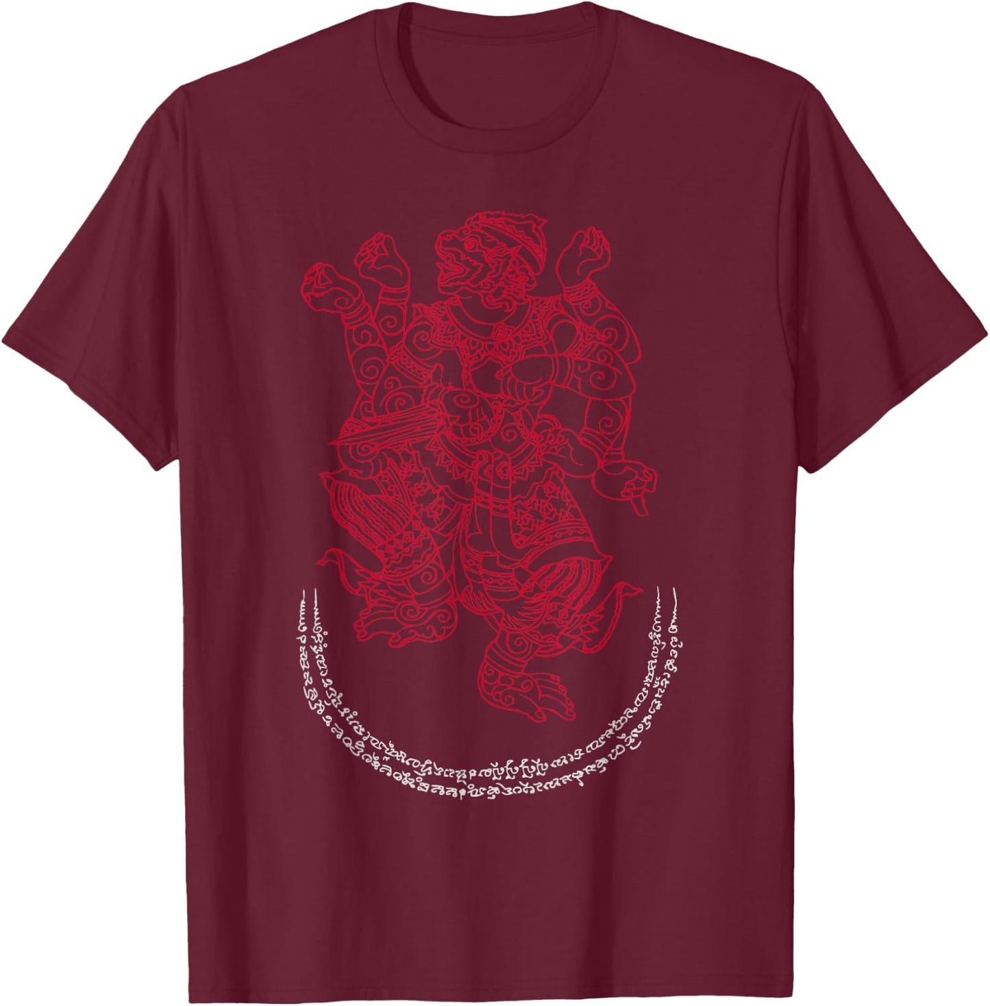 VIntCam Thailand Hanuman Spiritual Mythological Sak Yant T-Shirt - T-Shirt | Maroon