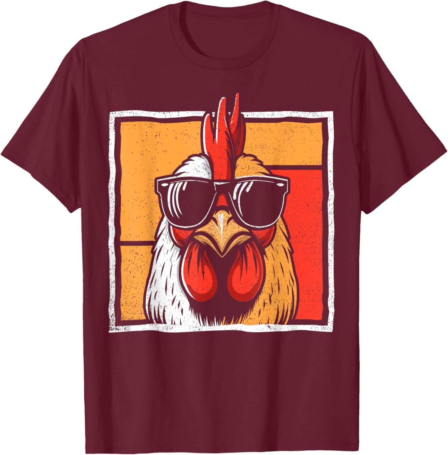 Chicken Sunglasses Retro Vintage Funny For Farmer Men Women T-Shirt - T-Shirt | Maroon