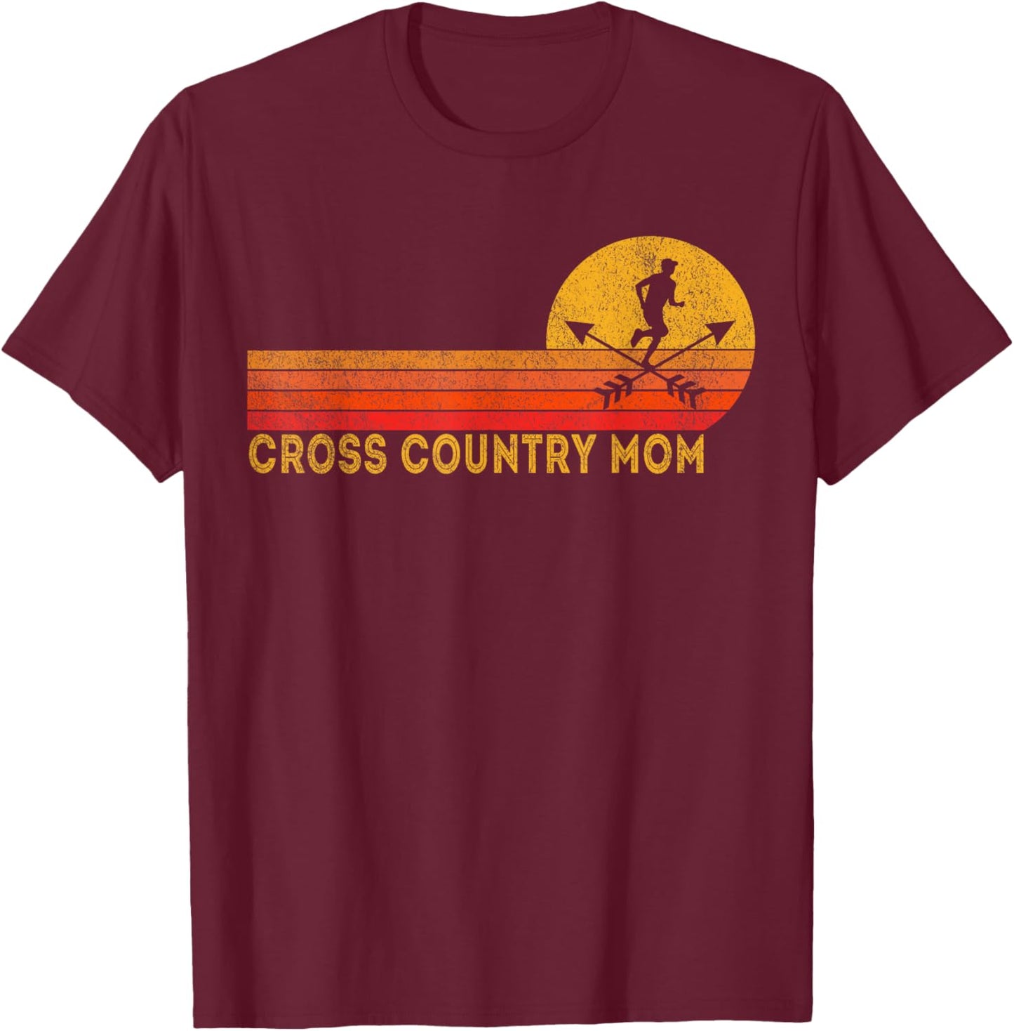 Funny Cross Country Mom Cross Country Running Retro T-Shirt - T-Shirt | Maroon