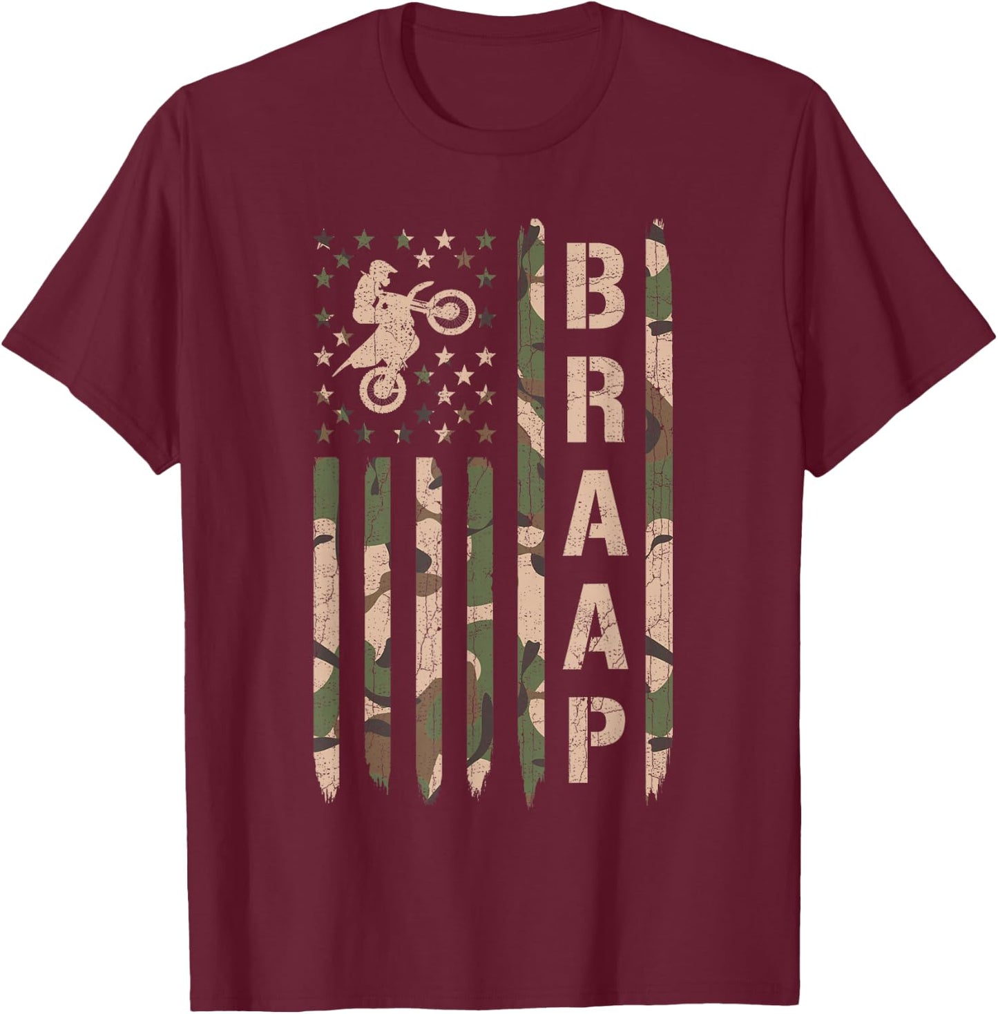 Braap Dirt Bike Camo Motocross Racing Supercross Gift T-Shirt - T-Shirt | Maroon