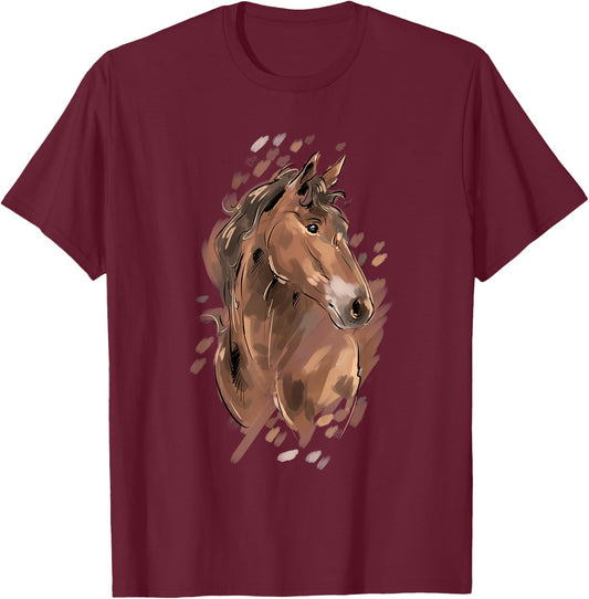 Horse Riding Graphic Women Horseback Horse Owner Equestrian T-Shirt - T-Shirt | Maroon