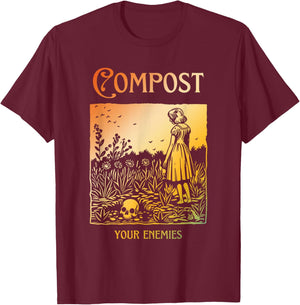 Compost Your Enemies Funny Halloween T-Shirt - T-Shirt | Maroon