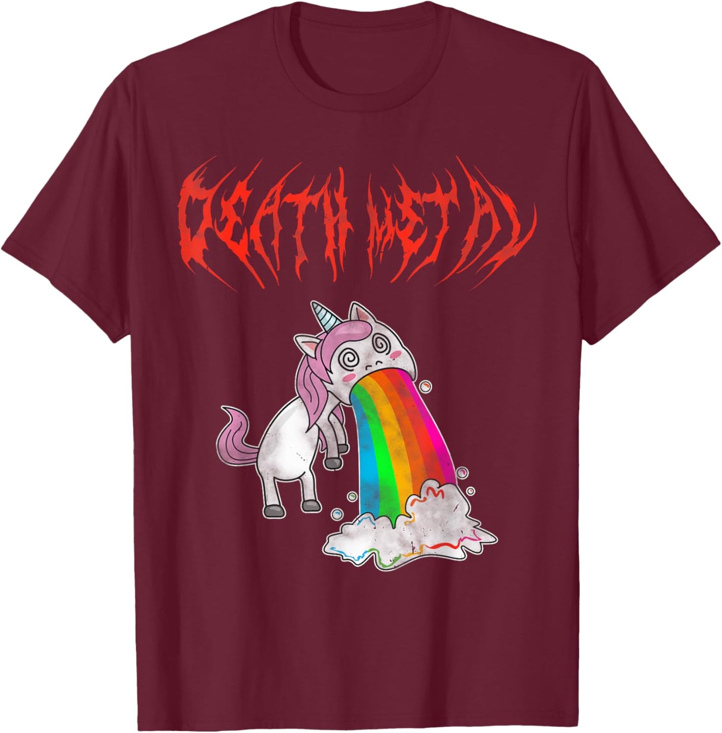 Metal Festival Puking Unicorn Death Metal Unicorn Metalcore T-Shirt - T-Shirt | Maroon