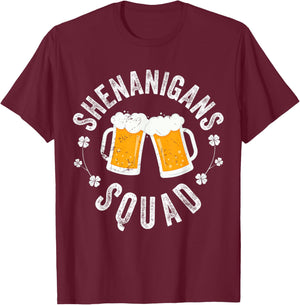 Shenanigans Squad Beer Irish Shamrock St. Patrick's Day T-Shirt - T-Shirt | Maroon