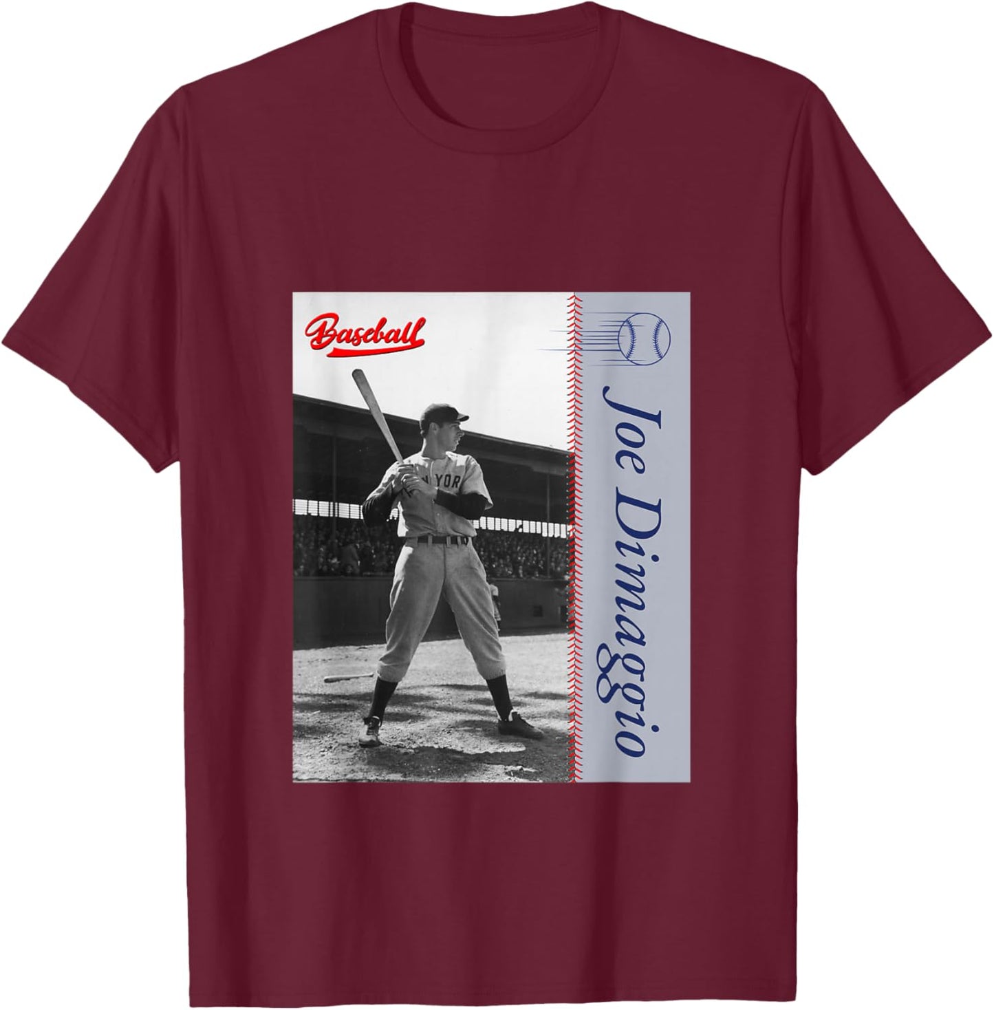 Great Moment Store Joe Dimaggio_Baseball_002 , Small, Black T-Shirt - T-Shirt | Maroon