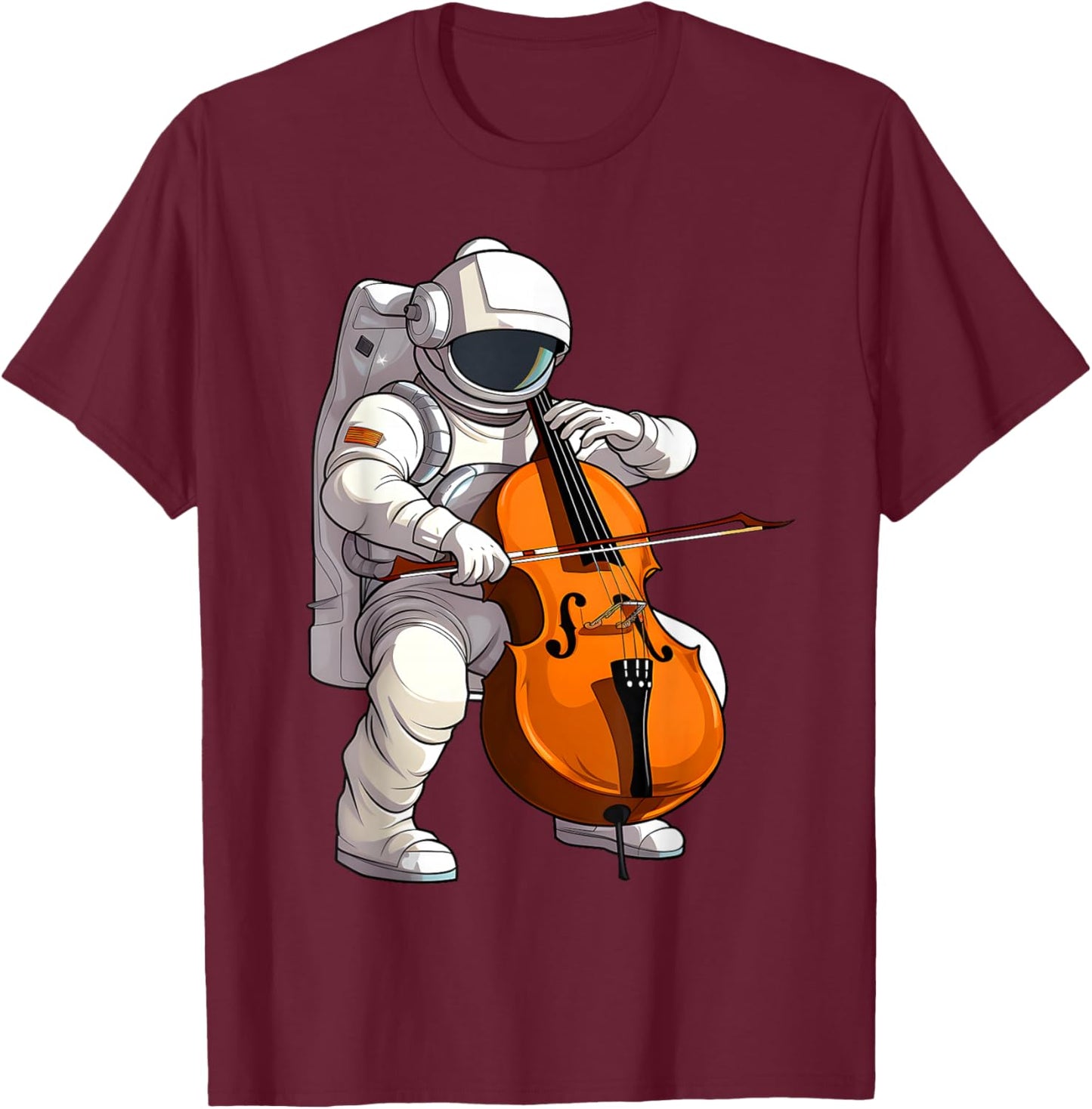 Cool Cello Art Cellist Music Cello Player Astronaut Design T-Shirt - T-Shirt | Maroon