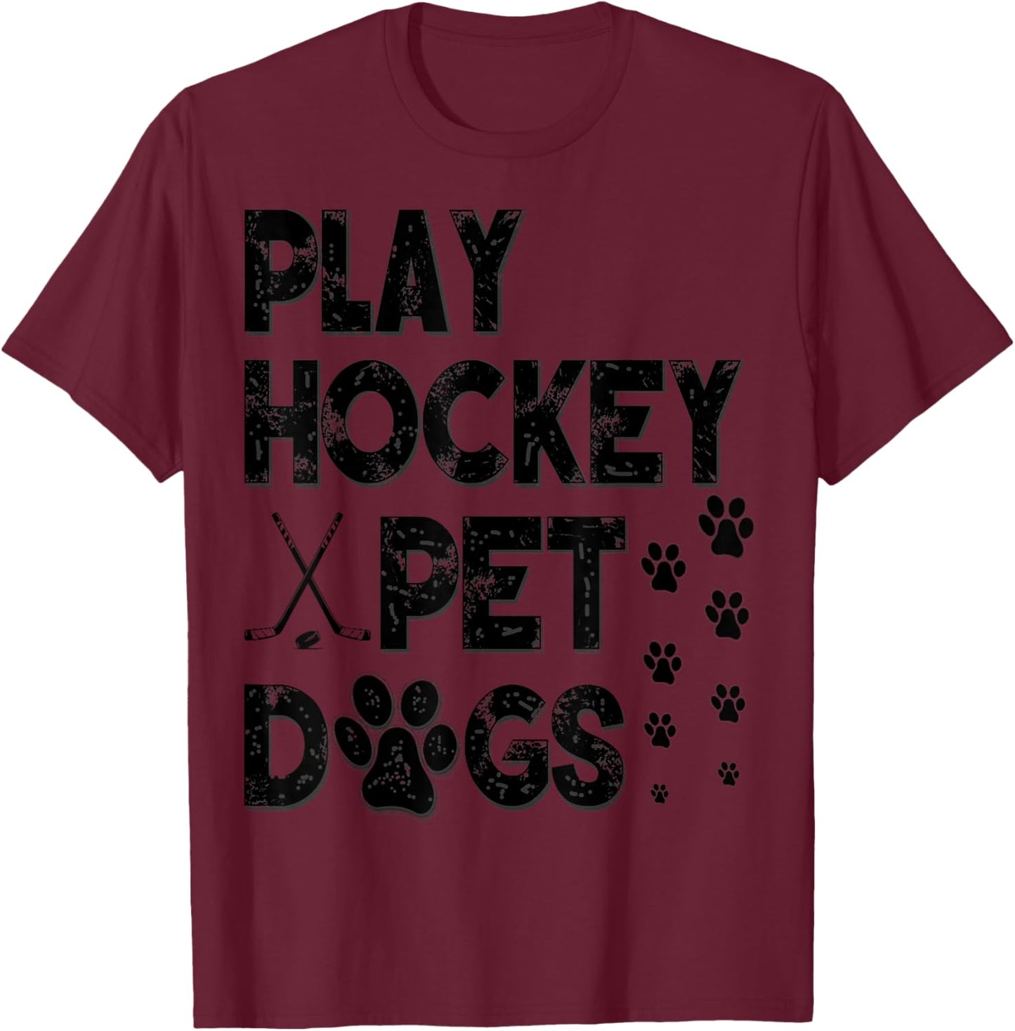 Play Hockey Pet Dogs T-Shirt - T-Shirt | Maroon