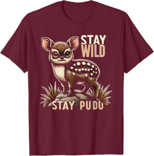 Cute Pudu Deer South America cartoon deer nature gift T-Shirt - T-Shirt | Maroon
