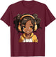 Anime and Music Black Girl Anime Merch Afro African American T-Shirt - T-Shirt | Maroon