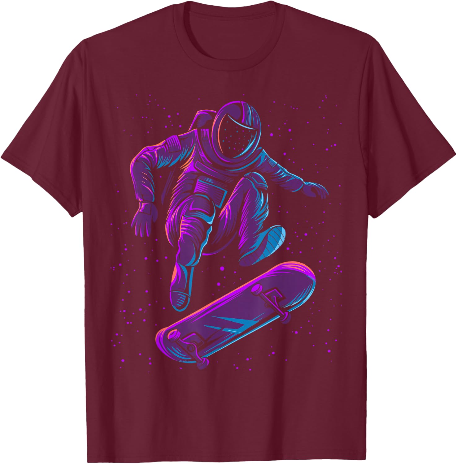 Skating Astronaut Skateboard T-Shirt - T-Shirt | Maroon