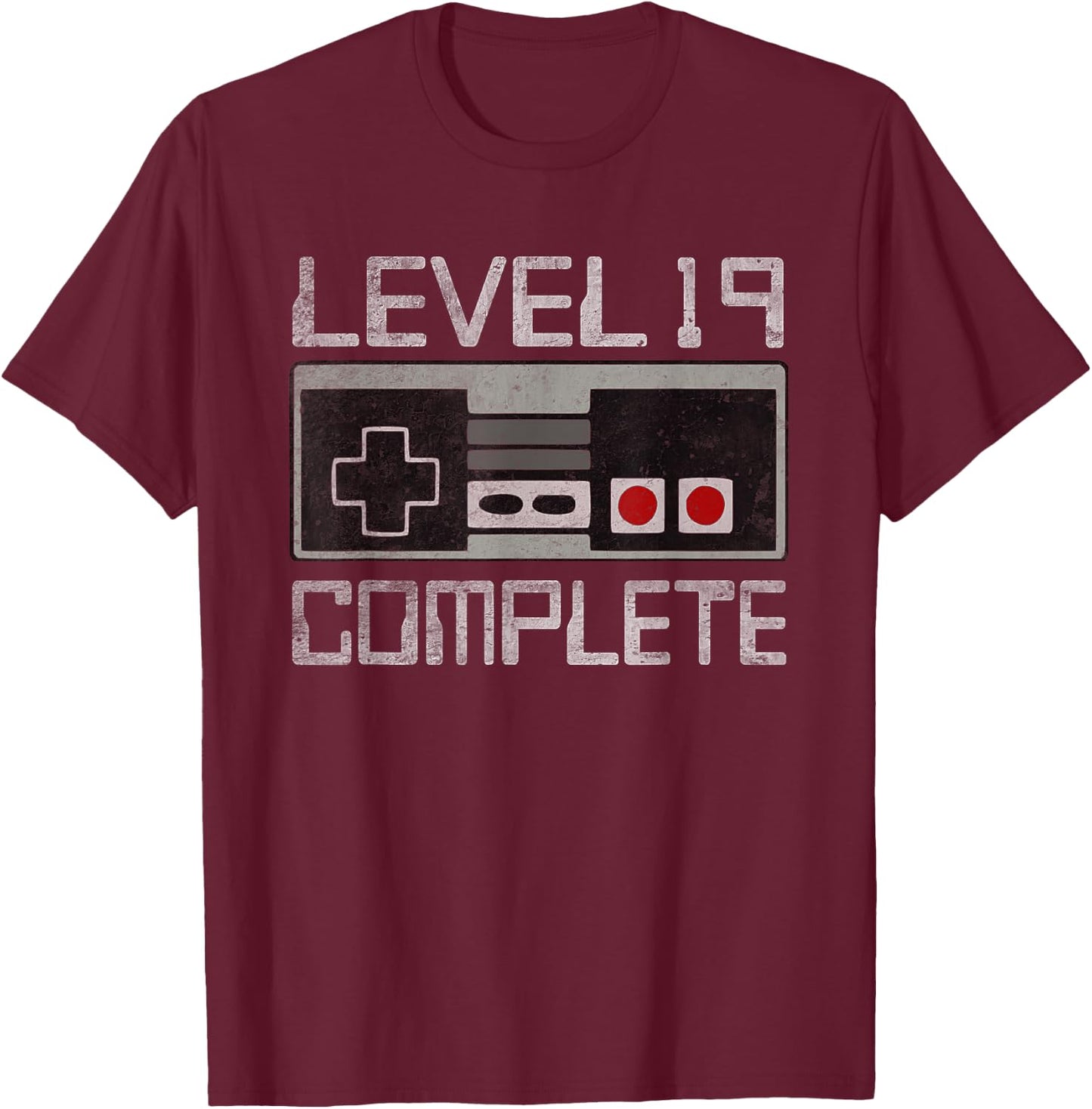 Level 19 Complete 19 Year 19th Wedding Anniversary T-Shirt - T-Shirt | Maroon
