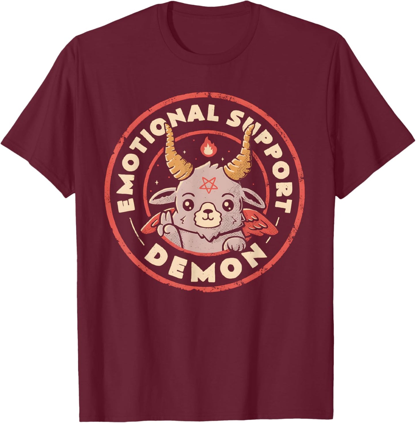 Emotional Support Demon T-Shirt - T-Shirt | Maroon