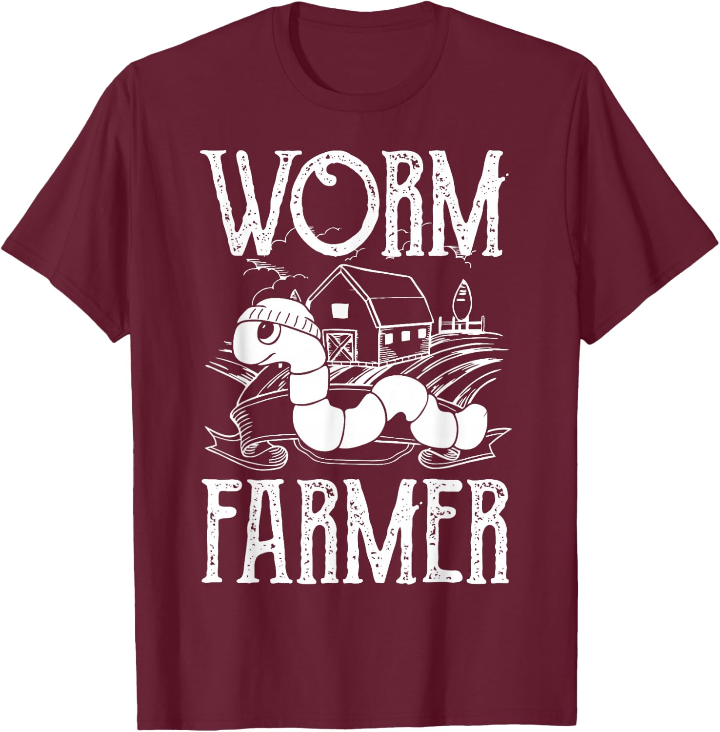 Worm Farmer Vermiculture Gardening Farming Compost T-Shirt - T-Shirt | Maroon