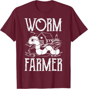 Worm Farmer Vermiculture Gardening Farming Compost T-Shirt - T-Shirt | Maroon