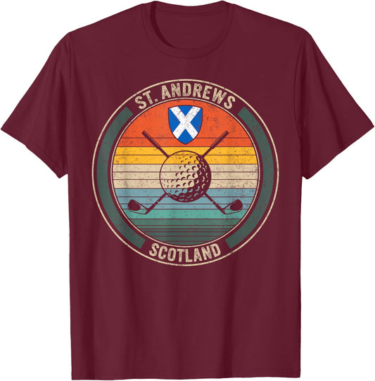 Golf St Andrews Scotland Golf Lover Gift Ideas, Golf Player T-Shirt - T-Shirt | Maroon