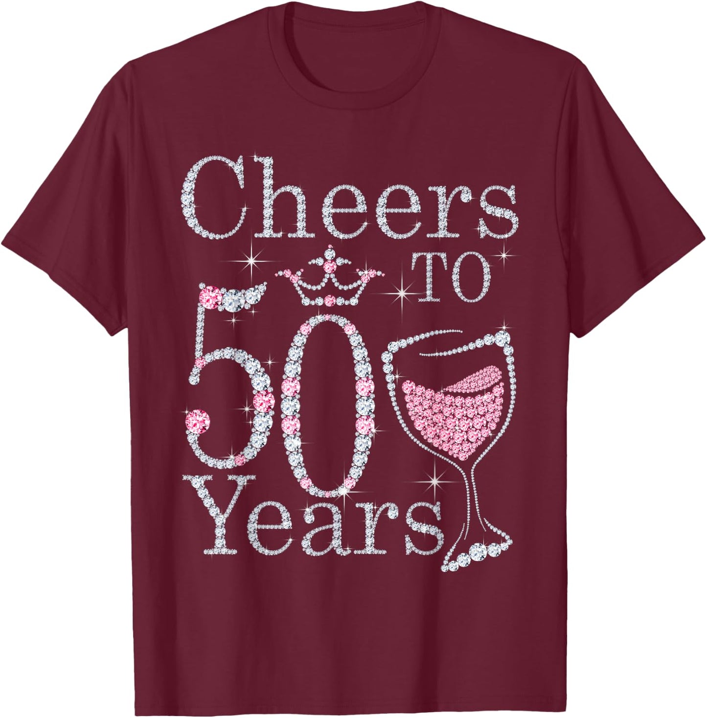 Cheers to 50 Years 1972 50Th Birthday Gift T-Shirt - T-Shirt | Maroon