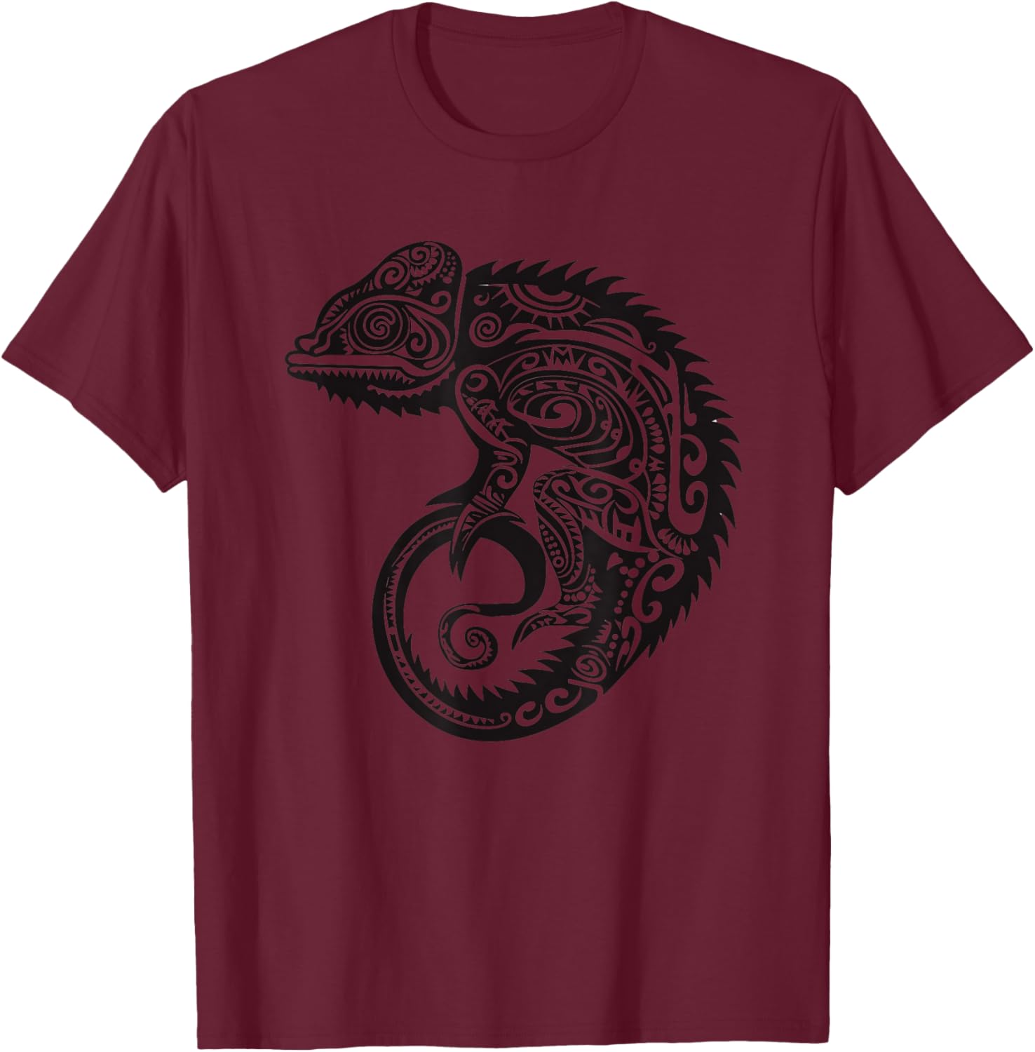 Tribal Hawaiian Chameleon Shirt - Hawaiian Tribal T-Shirt - T-Shirt | Maroon