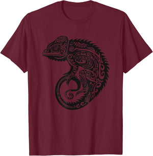 Tribal Hawaiian Chameleon Shirt - Hawaiian Tribal T-Shirt - T-Shirt | Maroon