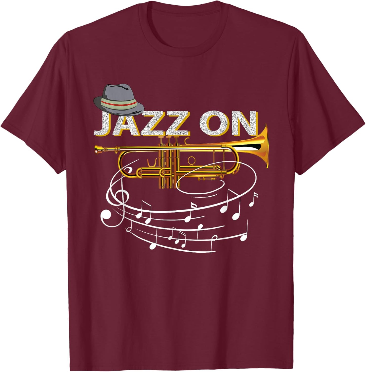 Vintage Jazz On Trumpet Player Blues Music Lovers Jazz Band Small T-Shirt - T-Shirt | Maroon