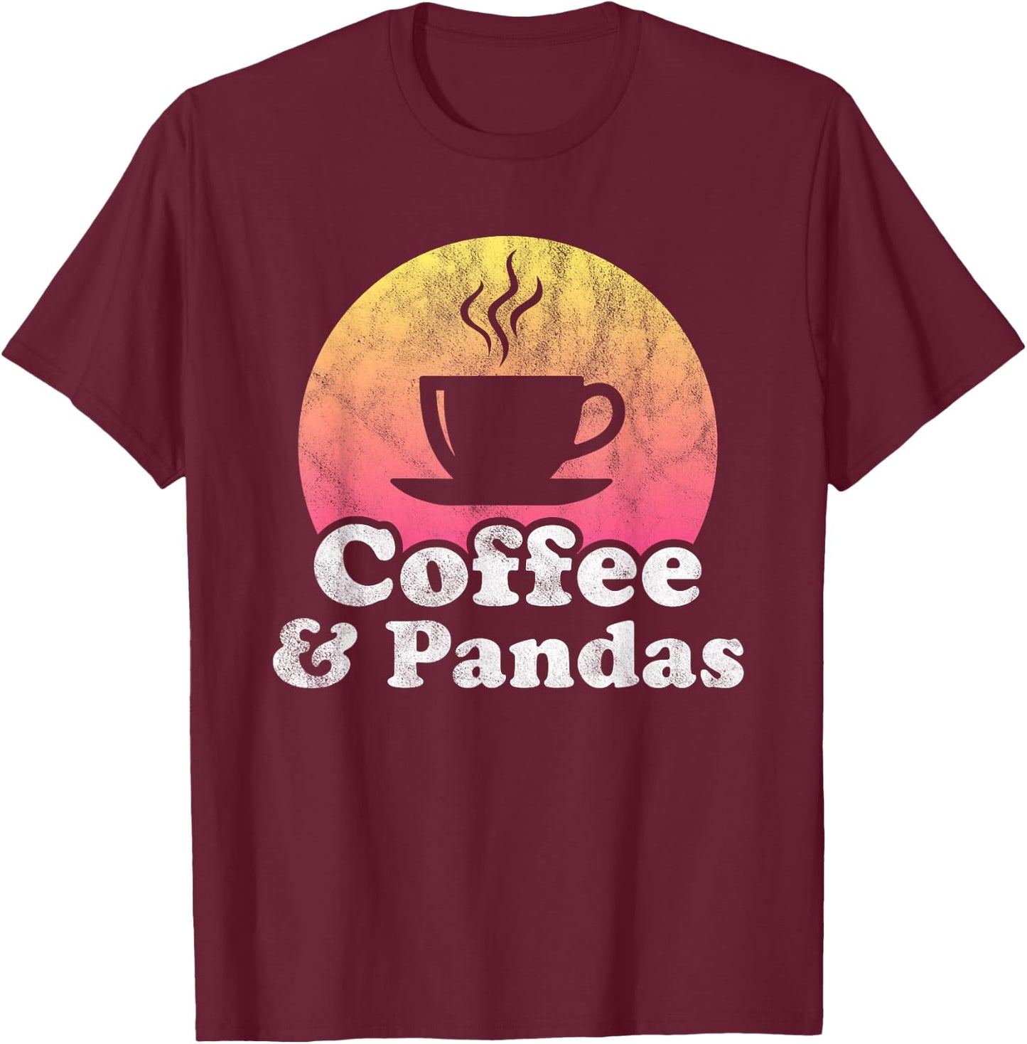 Coffee and Pandas Panda T-Shirt - T-Shirt | Maroon