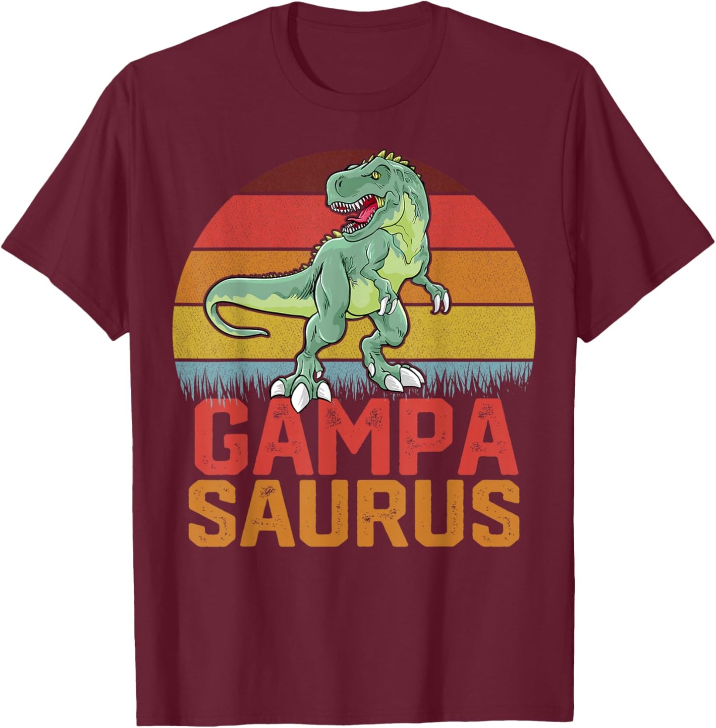 Gampa Saurus Grandpa Dinosaur Family Matching Father's Day T-Shirt - T-Shirt | Maroon