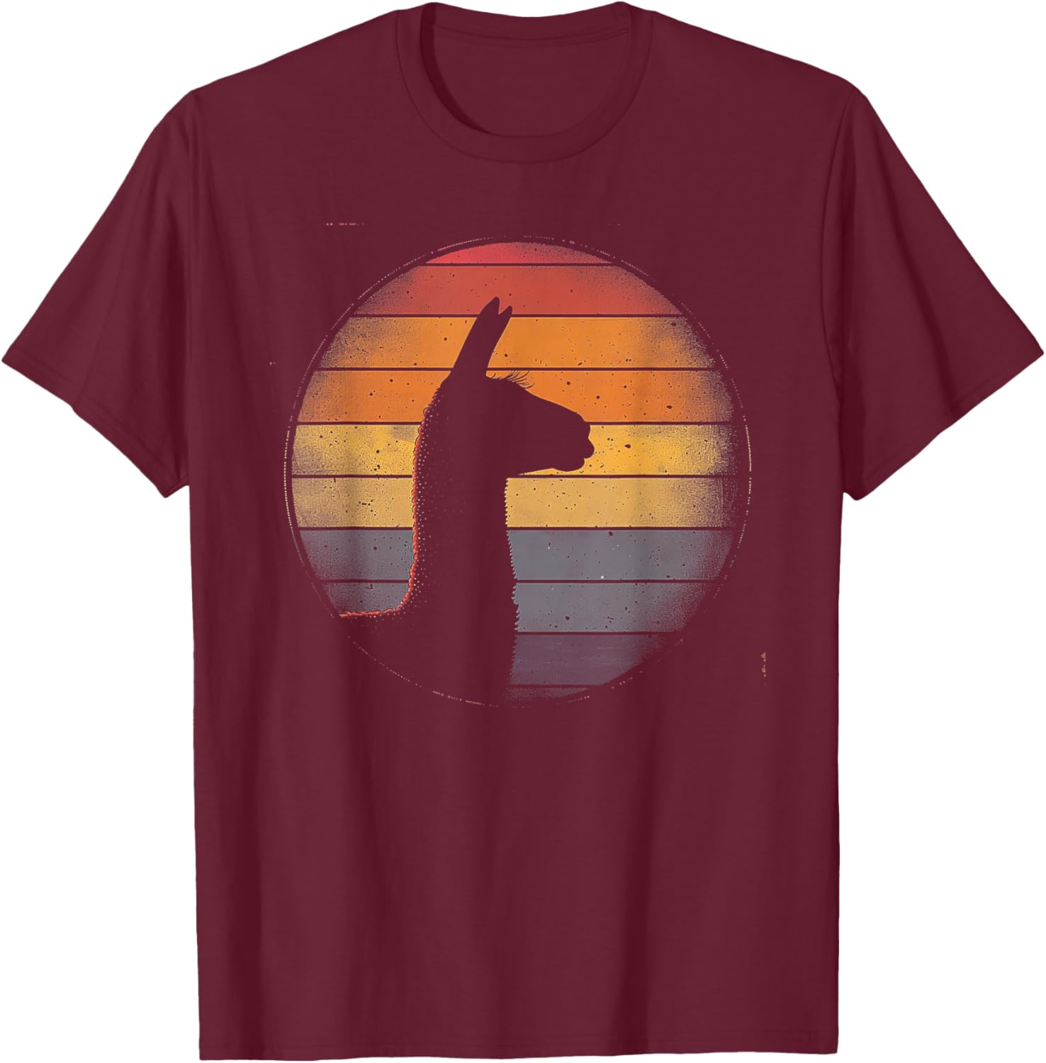 Llama Alpaca - Retro 70s 80s Graphic Vintage Men Women Kids T-Shirt - T-Shirt | Maroon
