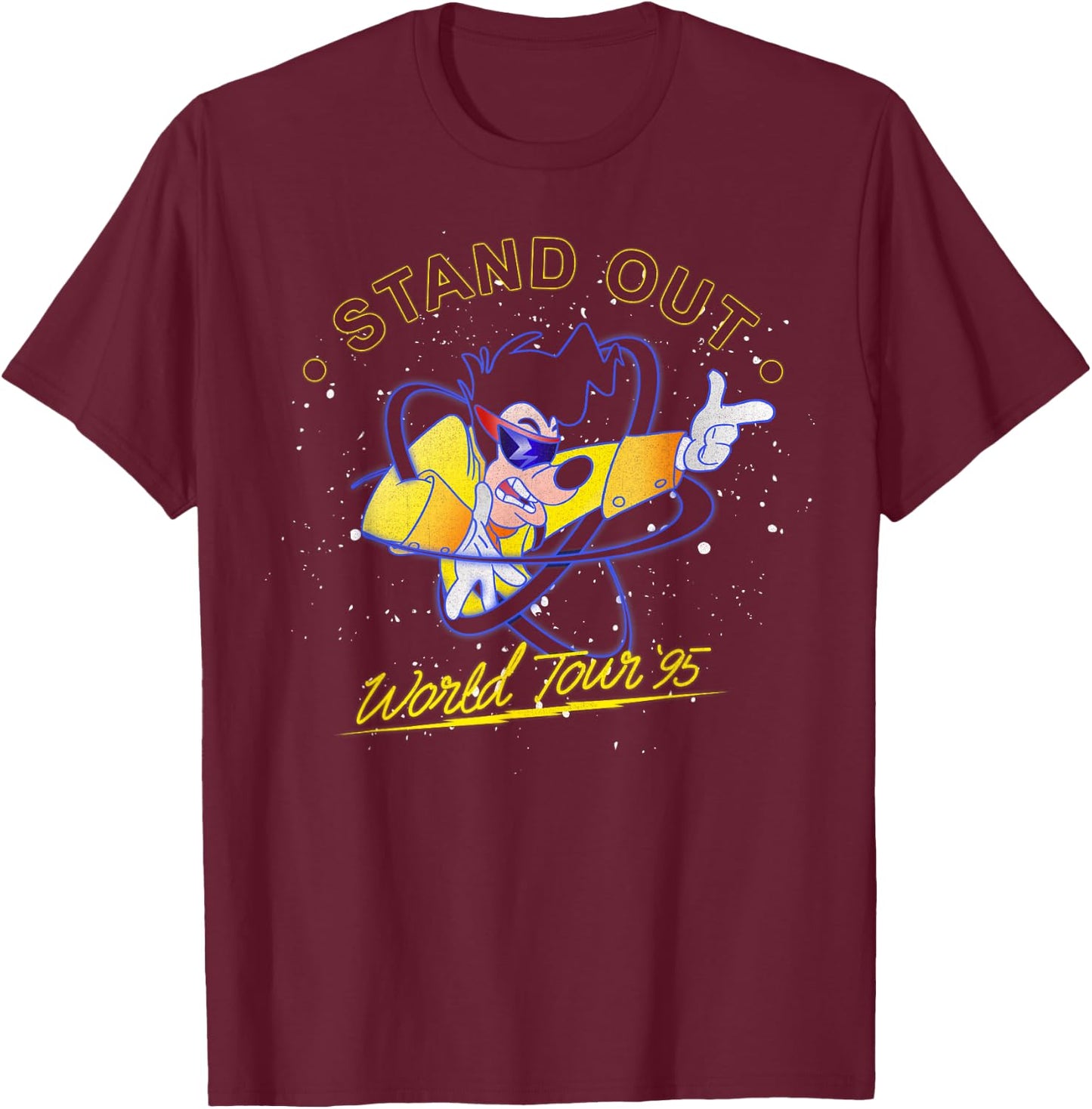 Disney A Goofy Movie Powerline Stand Out World Tour '95 T-Shirt - T-Shirt | Maroon