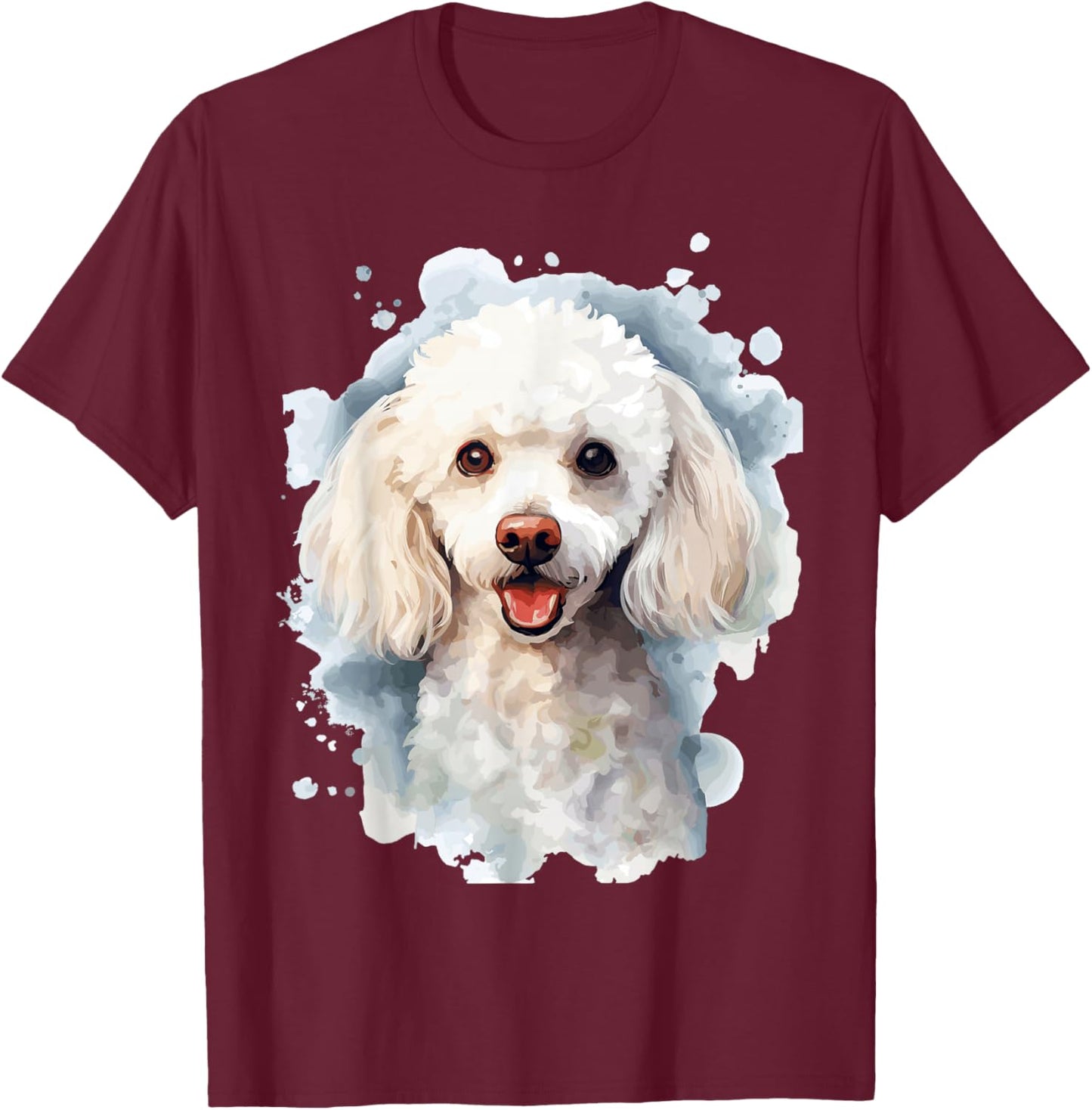White Poodle Lovers Design Pop Art White Poodle T-Shirt - T-Shirt | Maroon