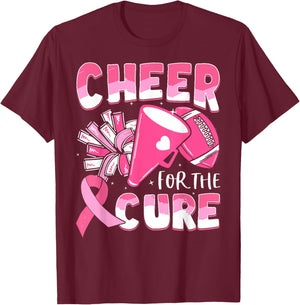 Breast Cancer Awareness Cheer For The Cure Football T-Shirt - T-Shirt | Maroon