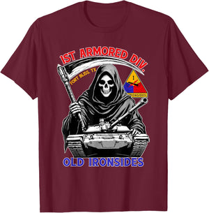 1st Armored Division Old Ironside Fort Bliss Texas Vintage T-Shirt - T-Shirt | Maroon